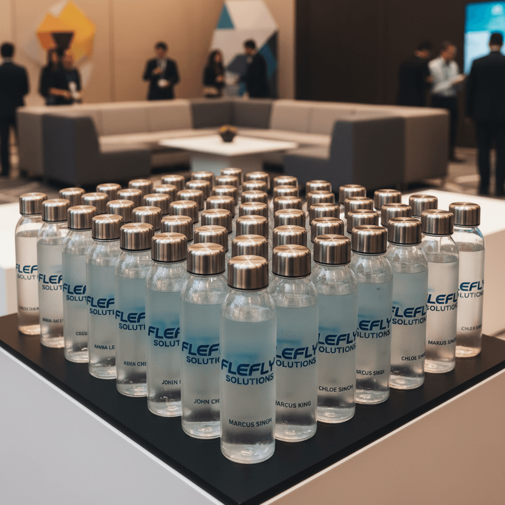 Personalisierte Flaschen bei einer Unternehmensveranstaltung