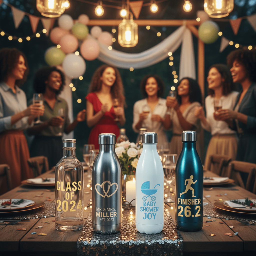 Personalized bottles at various events and celebrations